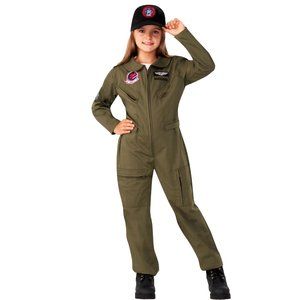 Kids Top Gun Maverick Jumpsuit Costume - Flight Suit & Cap